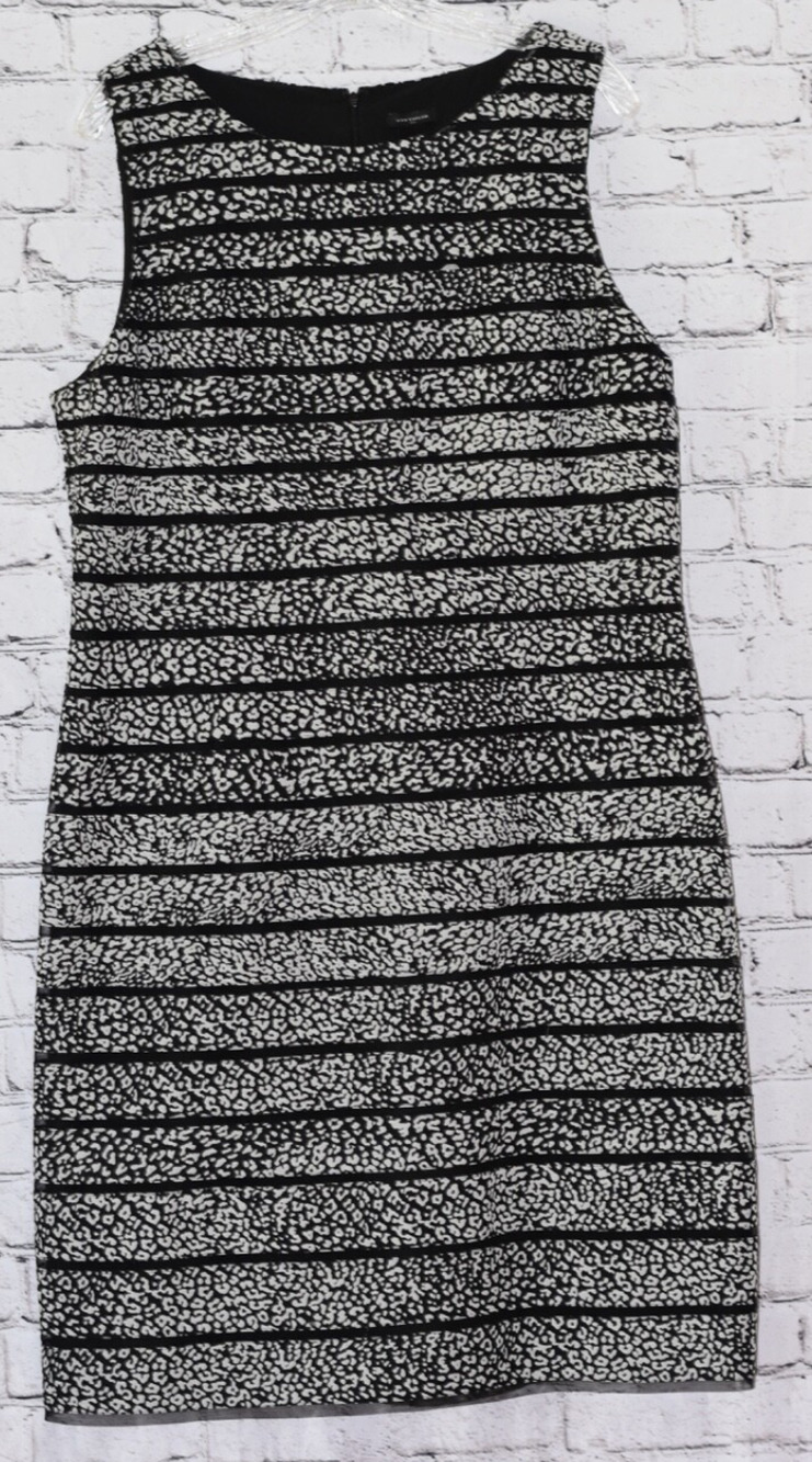 Ann Taylor Animal Print $169 Sleeveless Shift Dress Black & White NWT Size 16